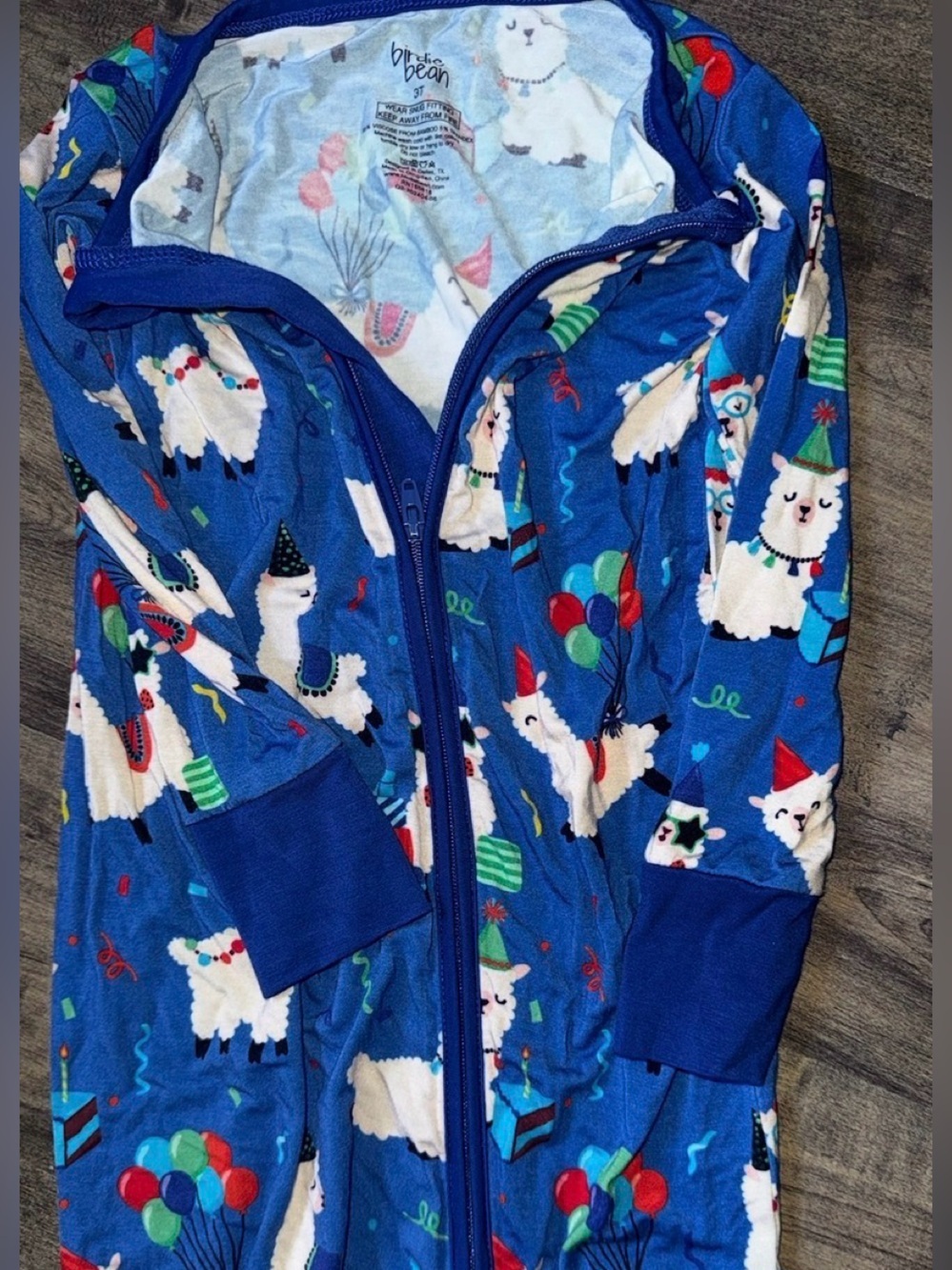 Birdie Bean Birthday Llama Party Convertible Footie Bamboo 3T - Picture 2 of 12